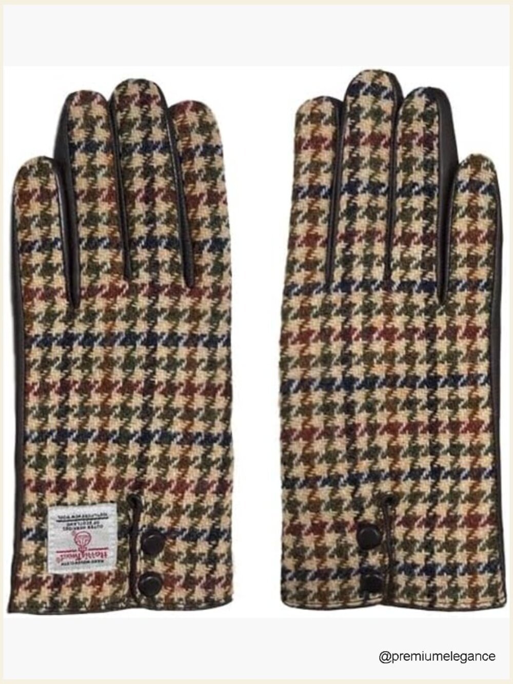 Harris Tweed Lambskin Leather Touchscreen Driving Gloves for Women